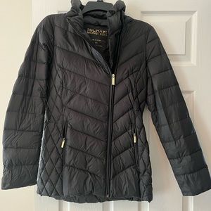 Black Michael Kors jacket with hood!  Very light wear!
